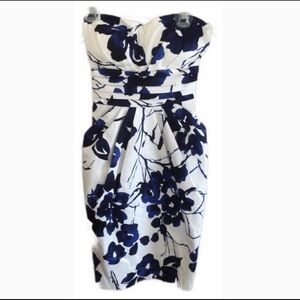 SNAP - White & Blue Floral Dress With Bow